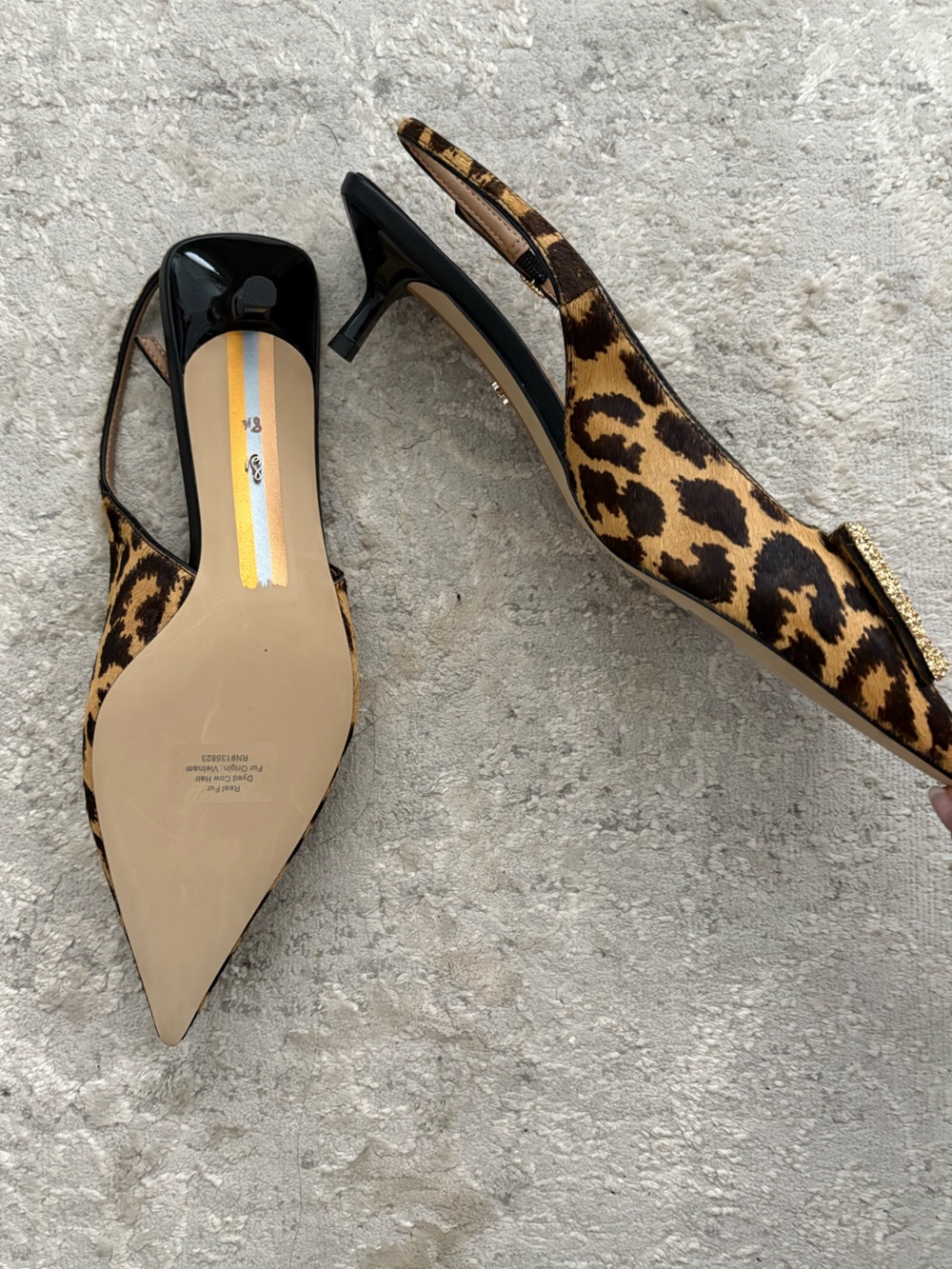 New❗️Sam Edelman Leopard Print Slingback Heels with Gold Buckle - Picture 2 of 2